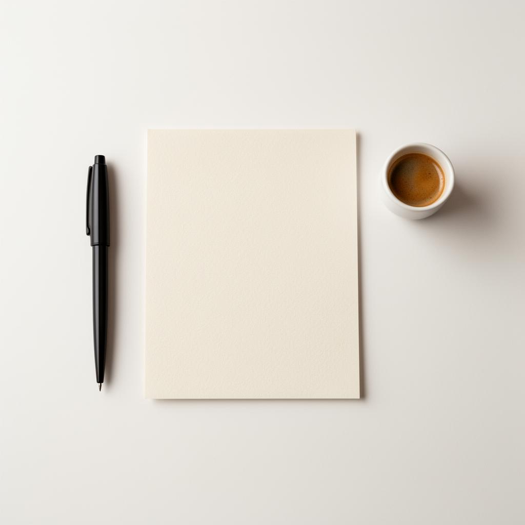 A refined writing desk with pen and paper